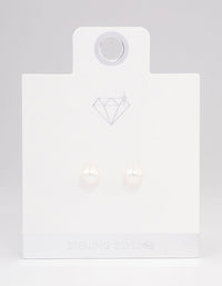 Sterling Silver Pearl Stud Earrings 8mm - link has visual effect only