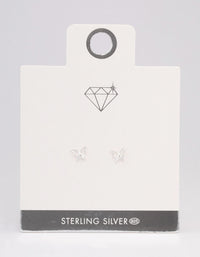 Sterling Silver Diamante Stud Earrings - link has visual effect only