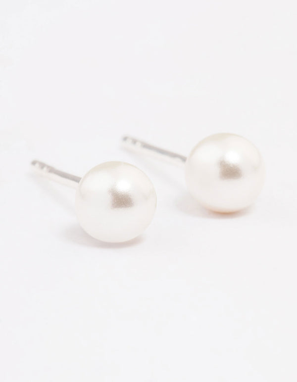 Sterling Silver Pearl Stud Earrings 5mm