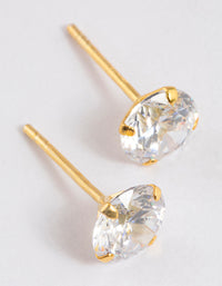 Gold Plated Sterling Silver Cubic Zirconia Stud Earrings - link has visual effect only