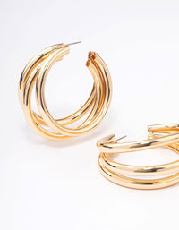 Gold Triple Row Large Hoop Earrings - link has visual effect only