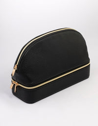 Black Faux Leather Makeup Bag & Jewellery Box - link has visual effect only