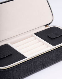 Black Faux Leather Makeup Bag & Jewellery Box - link has visual effect only