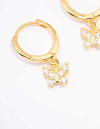 Gold Plated Sterling Silver Cubic Zirconia Butterfly Huggie Earrings - link has visual effect only