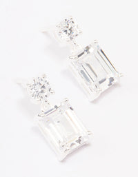 Sterling Silver Cubic Zirconia Emerald Cut Drop Earrings - link has visual effect only