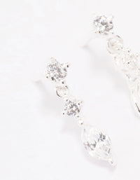 Sterling Silver Triangular Cubic Zirconia Marquise Drop Earrings - link has visual effect only