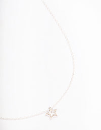 Sterling Silver Open Star Pendant Necklace - link has visual effect only