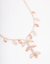 Rose Gold Leaf Decorative Diamante Necklace - link has visual effect only