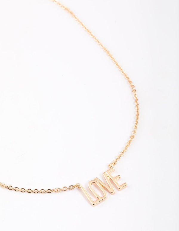 Gold Love Black Letter Pendant Necklace