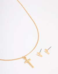 Gold Plated Cross Jewellery Set - link has visual effect only