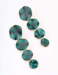 Gold Multi-Disc Green Drop Earrings - link has visual effect only