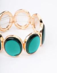 Gold & Green Stone Stretch Bracelet - link has visual effect only