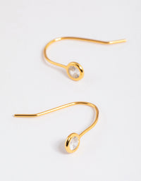 Gold Plated Sterling Silver Encased Cubic Zirconia Drop Earrings - link has visual effect only