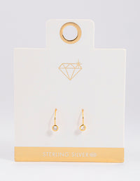 Gold Plated Sterling Silver Encased Cubic Zirconia Drop Earrings - link has visual effect only