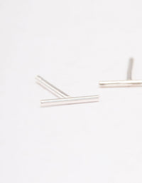 Sterling Silver Plain Bar Stud Earrings - link has visual effect only