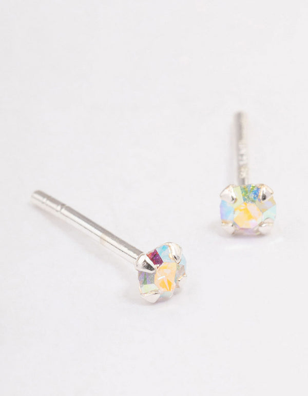 Sterling Silver Baby Pink Stud Earrings