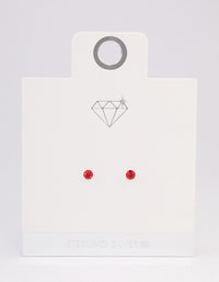 Sterling Silver Red Diamante Stud Earrings - link has visual effect only