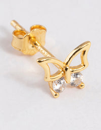 Gold Plated Sterling Silver Diamante Butterfly Stud Earrings - link has visual effect only