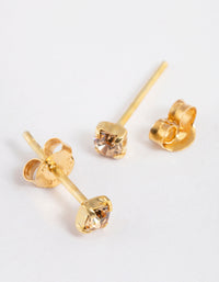 Gold Plated Sterling Silver Diamante Stud Earrings - link has visual effect only