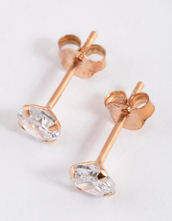 Rose Gold Plated Sterling Silver Cubic Zirconia Stud Earrings