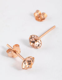 Rose Gold Plated Sterling Silver Diamante Stud Earrings 5mm - link has visual effect only