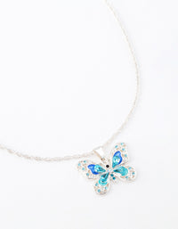 Silver Statement Diamante Butterfly Necklace - link has visual effect only