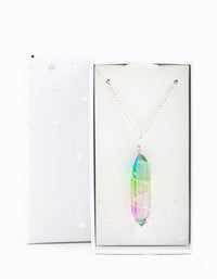 Silver Rainbow Wrapped Shard Necklace - link has visual effect only