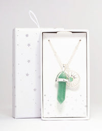 Silver Green Fluorite Shard Disc Necklace - link has visual effect only