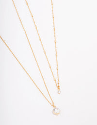 Gold Plated Delicate Cubic Zirconia Necklace Pack - link has visual effect only