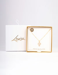 Gold Plated Cubic Zirconia Cross Ball Necklace - link has visual effect only