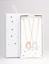 Mixed Metal Diamante Side Heart Necklace Pack - link has visual effect only