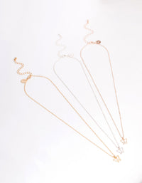 Mixed Metal Couture Butterfly Necklace 3-Pack - link has visual effect only