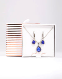 Rhodium Oval Halo Jewellery Set - link has visual effect only