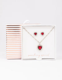 Silver Heart Halo Jewellery Set - link has visual effect only