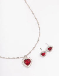 Silver Heart Halo Jewellery Set - link has visual effect only