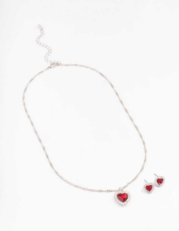 Silver Heart Halo Jewellery Set