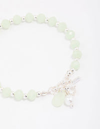 Silver Green Beaded & Pearl Bracelet - link has visual effect only