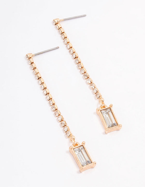 Gold Cupchain Radiant Drop Earrings