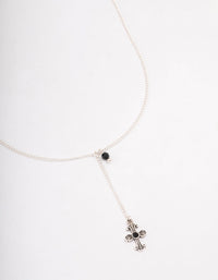 Antique Silver Drop Chain Cross Necklace - link has visual effect only