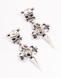 Antique Silver Skull & Cross Drop Earrings - link has visual effect only