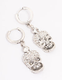 Rhodium Mini Skull Drop Earrings - link has visual effect only