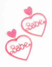 Gold Babe Heart Drop Earrings - link has visual effect only