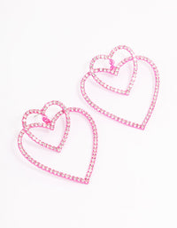 Pink Double Heart Drop Earrings - link has visual effect only