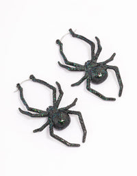 Black Spider Hoop Earrings - link has visual effect only