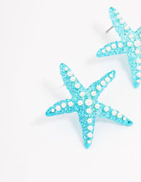 Blue Pearly Starfish Stud Earrings - link has visual effect only