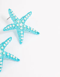 Blue Pearly Starfish Stud Earrings - link has visual effect only