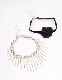 Silver Floral Cup Chain Choker - link has visual effect only