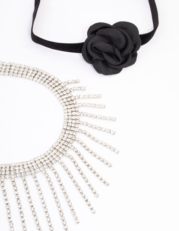 Silver Floral Cup Chain Choker