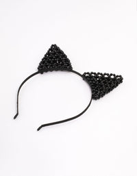 Black Cat Ear Beaded Headband - link has visual effect only