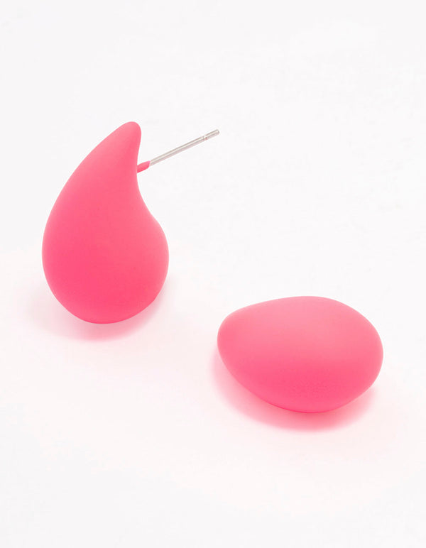 Pink Chubby Teardrop Stud Earrings